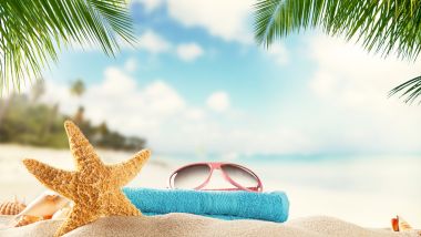 A starfish and sunglasses on a beach